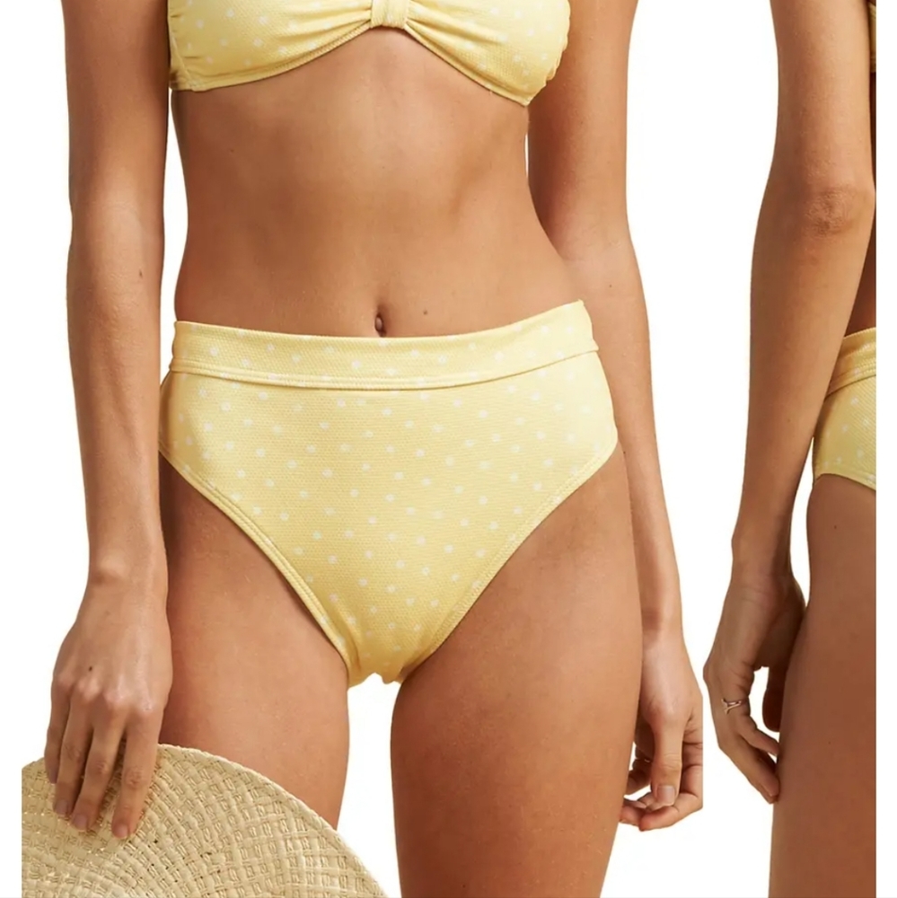 NWT Salty Blonde Sundipped Yellow High Rise Polka Dot Bikini Bottoms Size M